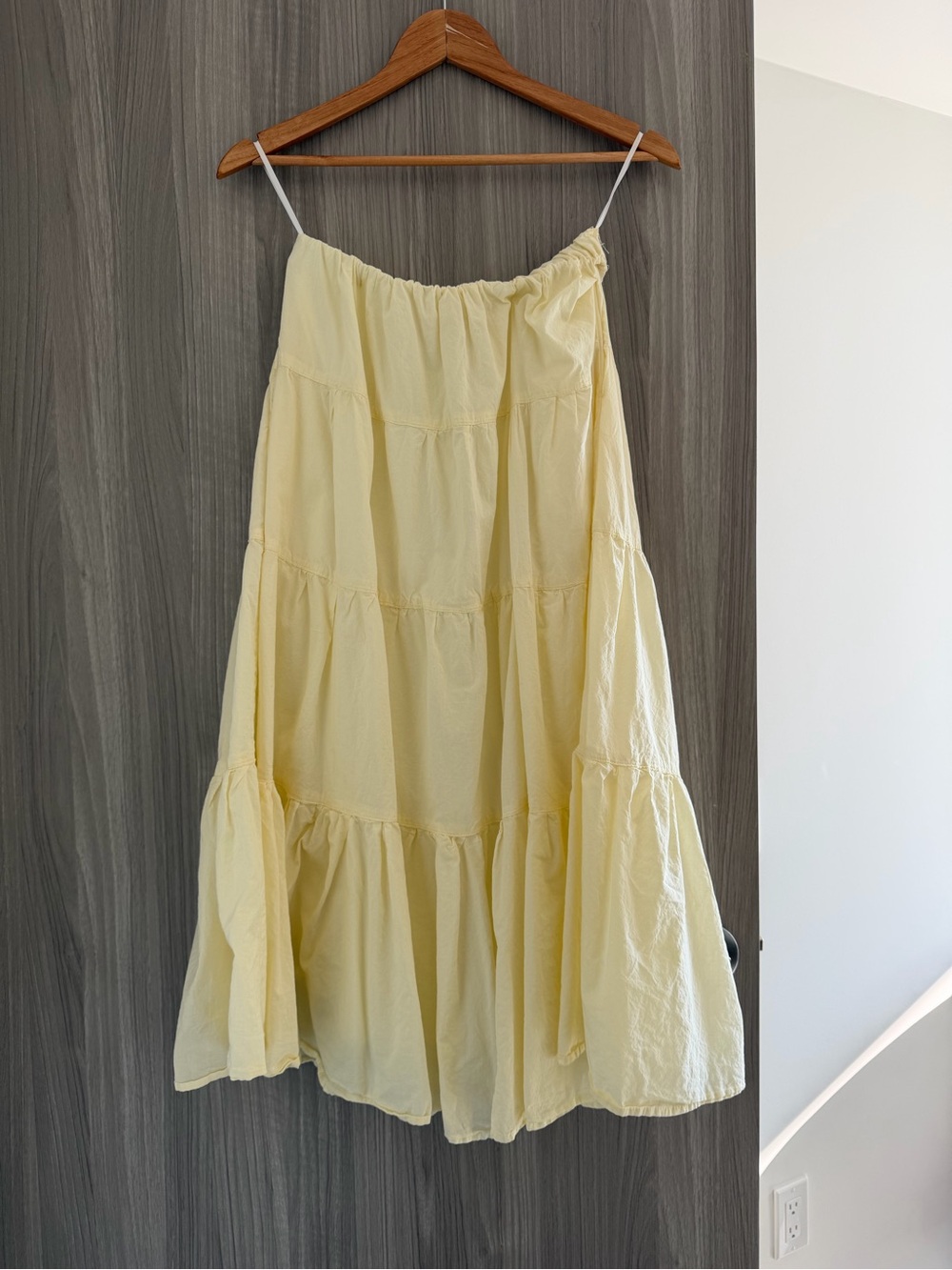 Light Butter Yellow Tiered Midi Skirt